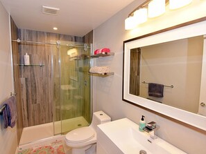 Renovated, clean bathroom