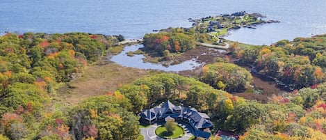 A birds eye view of the property in the direction of the ocean.