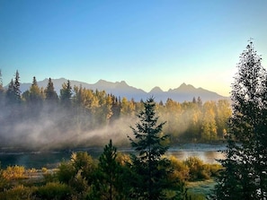 Grab a cup of coffee and enjoy morning Glacier Park views from the fire ring