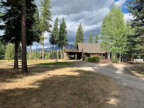 As you approach the Lodge, note the large deck shading the grilling porch