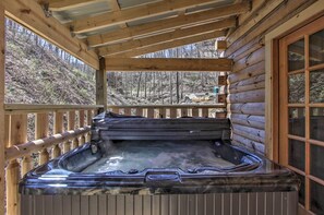 Covered Deck | Private Hot Tub | Scenic Views