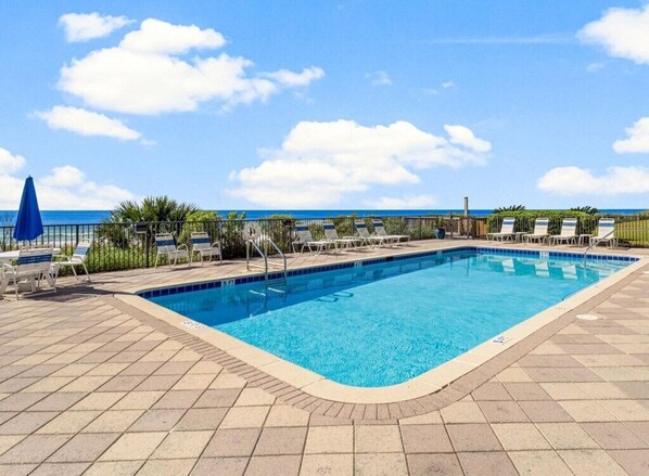 The Large Pool Overlooks The Beach