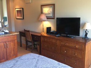 Need to work or book fun island tours? - the desk is ready for your laptop