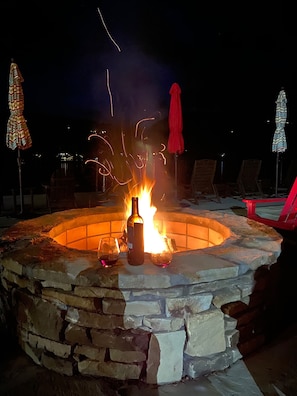 Enjoy our fire pit by the water. 