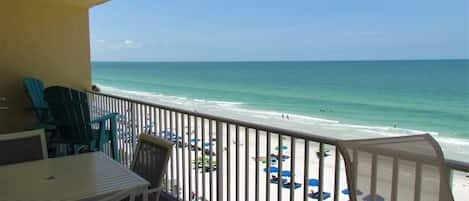 Plenty Of Comfortable Seats On The Private Beachfront Balcony - Balcony Overlooking Redington Shores Beach. Plenty of White Sandy Beaches and Beautiful Clearwater. The Sunsets are Incredible Here!