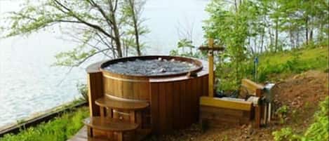 Private cedar hot tub