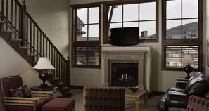 gas fireplaces and great views, couch folds out to a queen sleeper