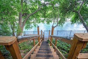 Stairs leading down to Comal River