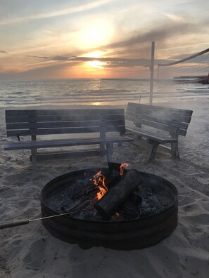 Sunsets and fires on the beach