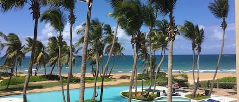 Pool view from walkway to Villa