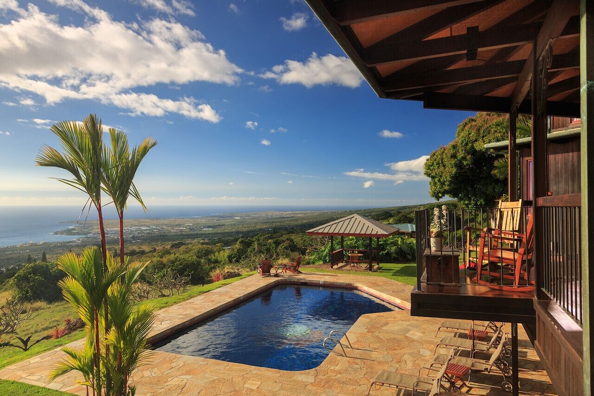 Elegant Polynesian Kona Coffee Estate In Heart Of Holualoa-Walk To Town!