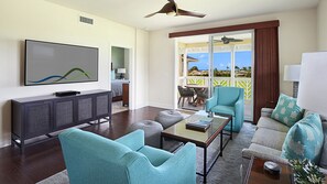 Pili Mai Resort at Poipu #07K - Ocean View Living Room & Lanai - Parrish Kauai