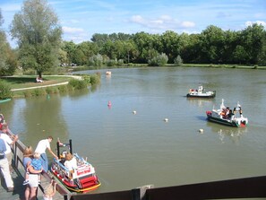 The electric boats at st. Savignan. Kids 9+ can go on their own !