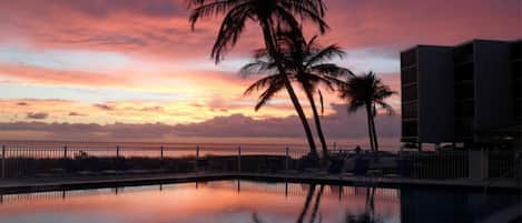 Sunset over Gulf of Mexico from Large heated pool