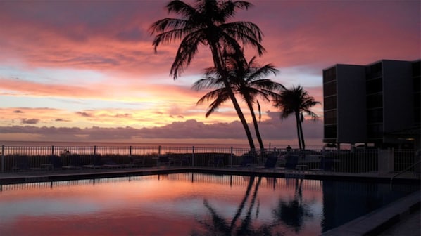 Sunset over Gulf of Mexico from Large heated pool