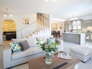 Luxury living room in brand new villa Crystal