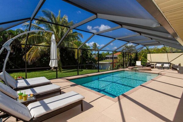 Oversized Pool Deck with Western Exposure and Hot Tub