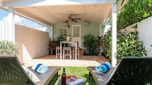 Private Enclosed backyard with outdoor table 