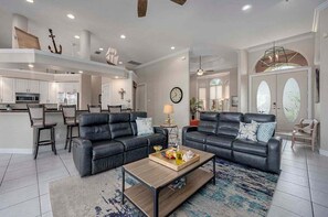 Living Room with Reclining Leather Couch