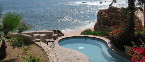 The waves crash below mesmerizing you day and night in a very romantic setting!