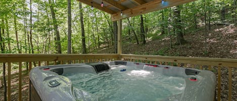 New gazebo with brand new hot tub and string lights