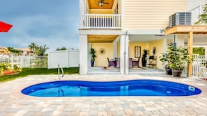 Pool with side of house