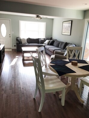 Living room and dining area