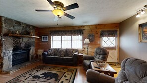 Ceiling Fan, Indoors, Living Room, Room, Couch