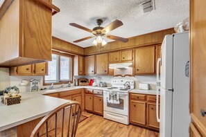 Hardwood, Refrigerator, Indoors, Room, Ceiling Fan
