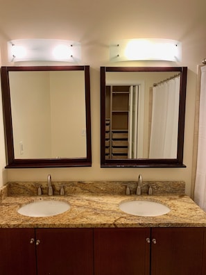 Double vanity sinks in master bathroom