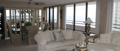 Beautiful living rooms views of the ocean and Intercoastal waterway