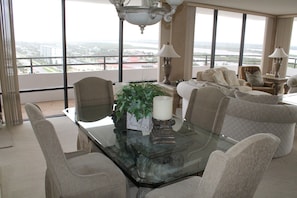 Dining room area with magnificent ocean and Intercoastal views