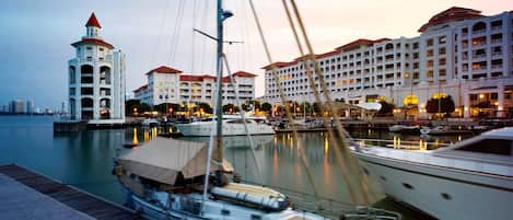 The marina at dusk.