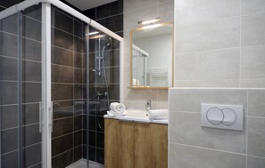 Bright bathrooms are refreshing after a day of adventure.