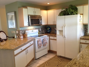 New microwave. Plenty of counter space. New granite countertops.