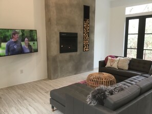 Living room with propane fireplace