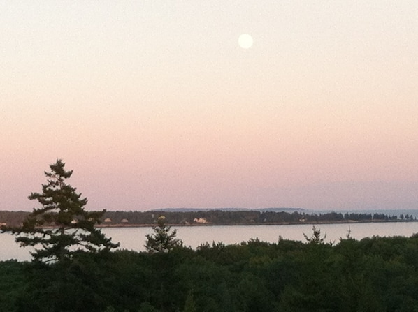 Moon rise from top deck.  John's Bay, Pemaquid Point, Monhegon Island.