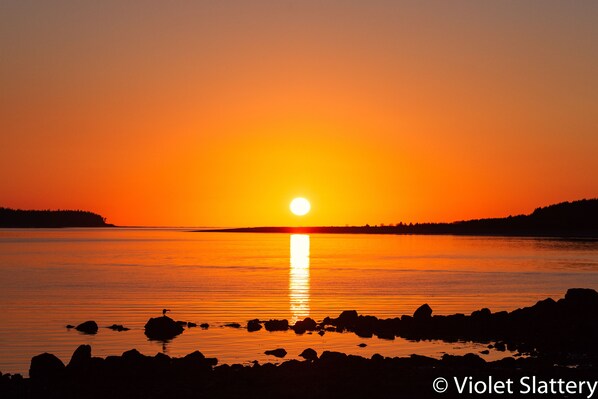 Same view from bay windows at sunset. 