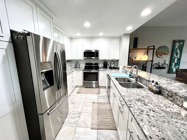 Tile throughout the common living spaces