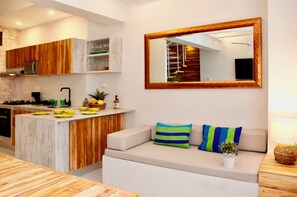 Living room next to the kitchen
