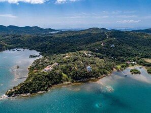 Aerial view of Punta Blanca and Añoranza before the Casita and tanning dock were built.