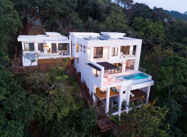 Aerial view of Añoranza Villa (right) and Casita (left)