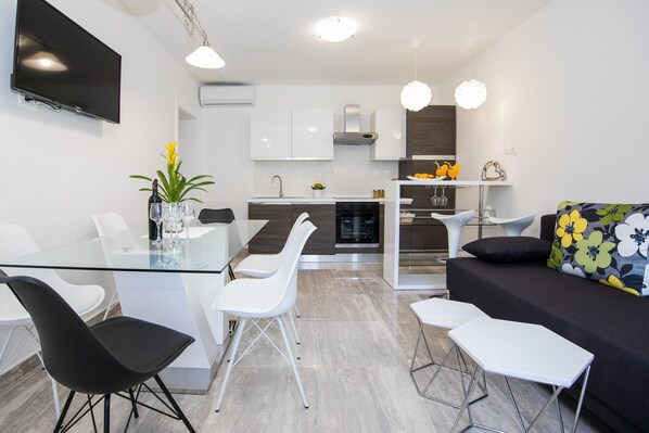 Living room and kitchen