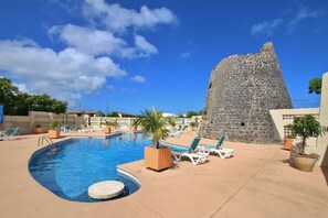 Pool located just across parking lot