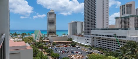 Taken from our lanai, Waikiki Beach is just 1 block away