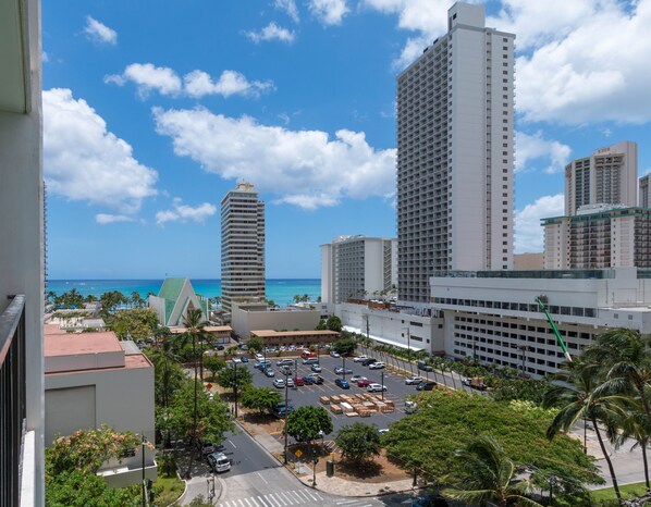 Taken from our lanai, Waikiki Beach is just 1 block away