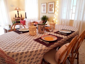 The dining area overlooking the sitting room.