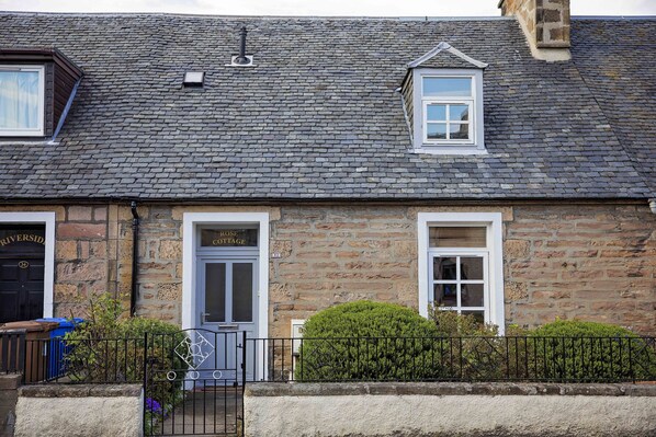 Cottage door with front garden
