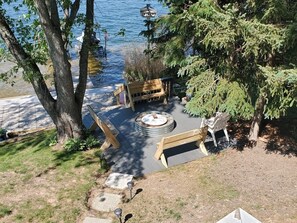 Fire pit by the lake