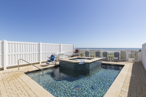 Beautiful views of the heated pool and hot tub